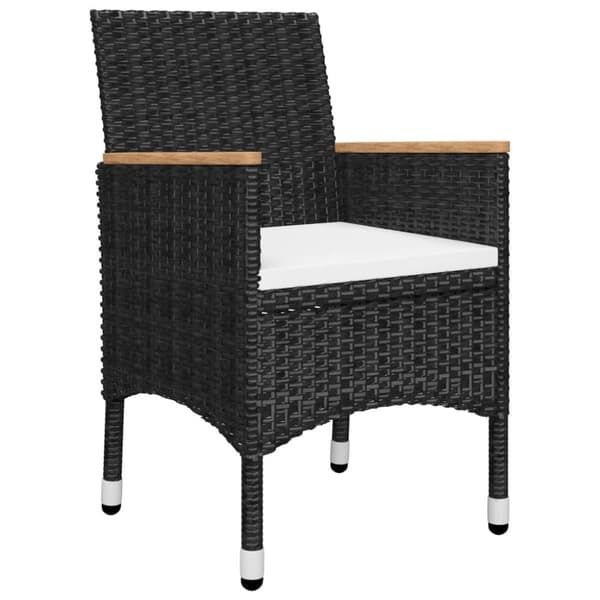 vidaXL Hagebistrosett 3 deler polyrotting og herdet glass svart