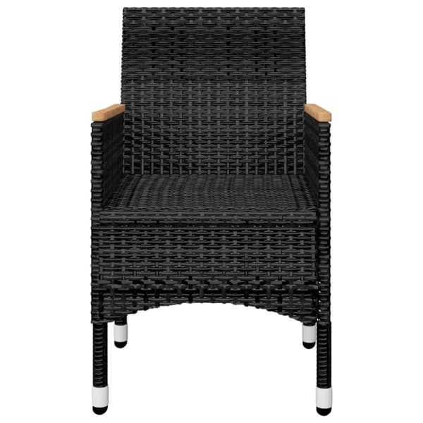 vidaXL Hagebistrosett 3 deler polyrotting og herdet glass svart