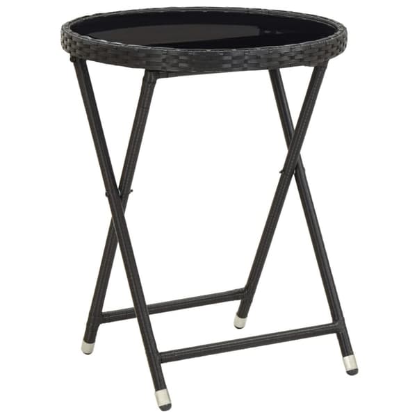 vidaXL Hagebistrosett 3 deler polyrotting og herdet glass svart