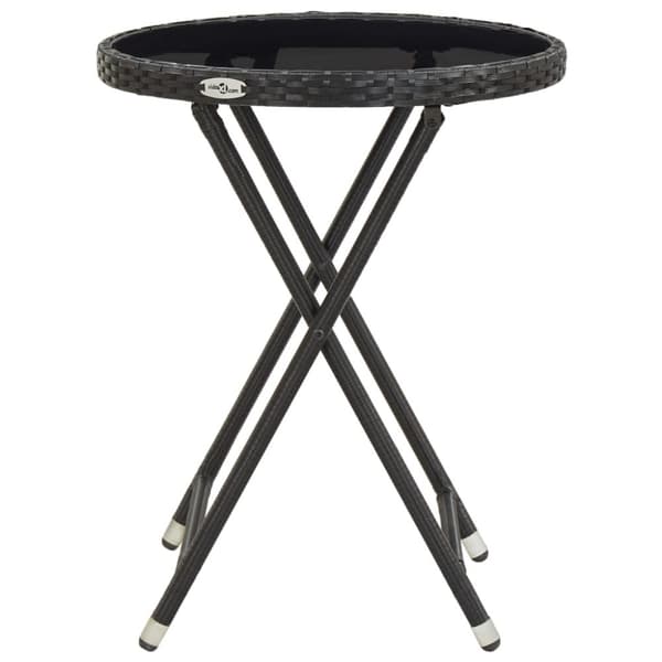vidaXL Hagebistrosett 3 deler polyrotting og herdet glass svart