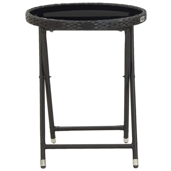 vidaXL Hagebistrosett 3 deler polyrotting og herdet glass svart