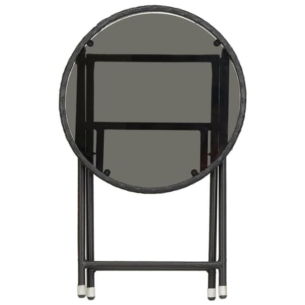 vidaXL Hagebistrosett 3 deler polyrotting og herdet glass svart