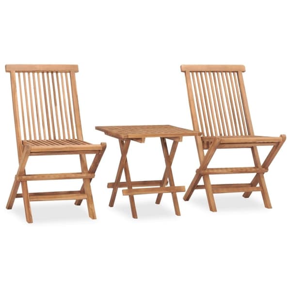 vidaXL Utendørs spisestue sammenleggbar 3 deler heltre teak