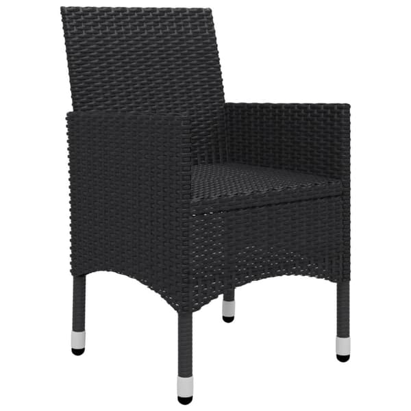 vidaXL bistrosæt til haven 3 dele polyrattan og hærdet glas sort