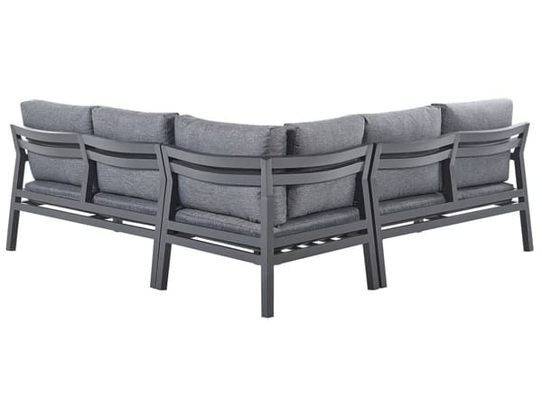 Utomhus Hörnsoffa Trädgårdsmöbelset Mörkgrå Aluminum Svart with Soffbord Polyester Dynor 5-sits Modulär