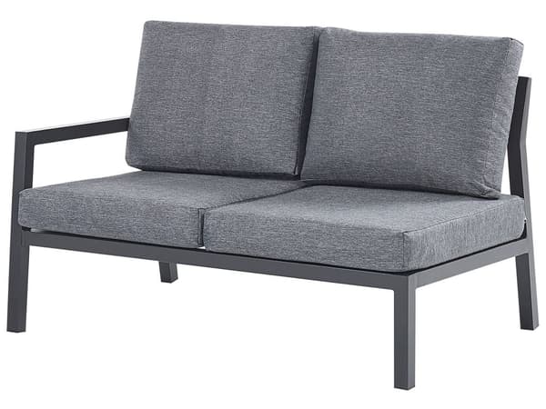 Utomhus Hörnsoffa Trädgårdsmöbelset Mörkgrå Aluminum Svart with Soffbord Polyester Dynor 5-sits Modulär