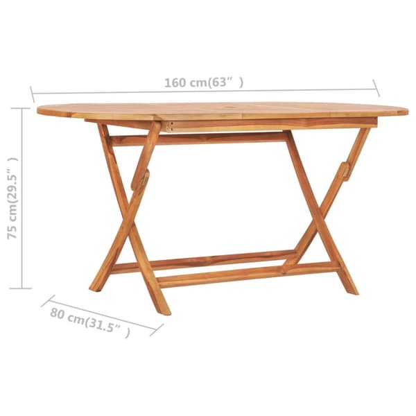 vidaXL Utendørs spisestue sammenleggbar 9 deler heltre teak