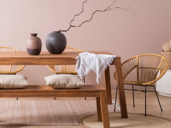 Have Spisestuesæt 3 Dele Lamineret Akacietræ Rektangulært Bord 2 Bænke Indendørs Udendørs Rustik Moderne Design
