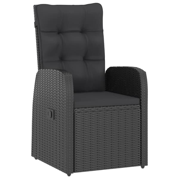 vidaXL udendørs spisebordssæt 7 dele med hynder polyrattan sort