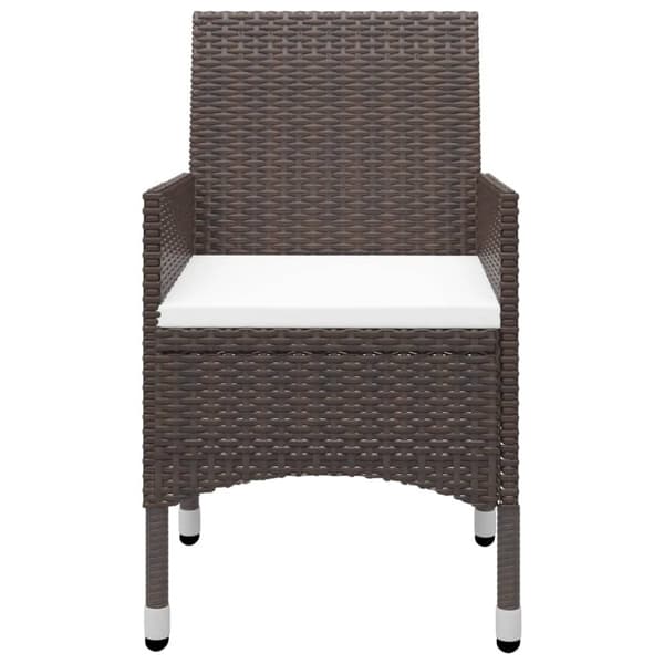 vidaXL Hagebistrosett 3 deler polyrotting og herdet glass brun