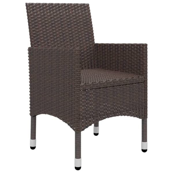 vidaXL Hagebistrosett 3 deler polyrotting og herdet glass brun