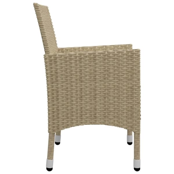 vidaXL Hagebistrosett 3 deler polyrotting og herdet glass beige