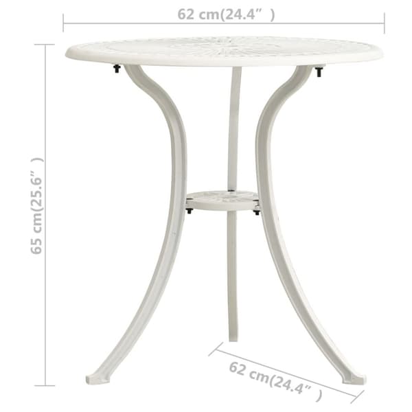vidaXL Caféset 3 delar gjuten aluminium vit