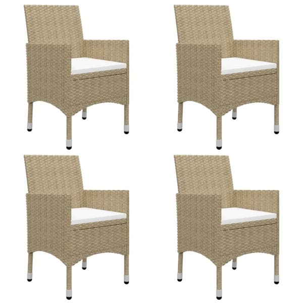 vidaXL Matgrupp för trädgården 5 delar konstrotting och glas beige