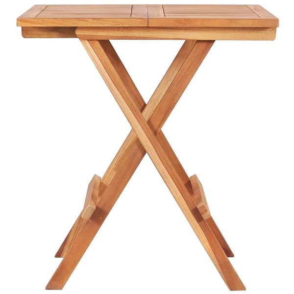 vidaXL Caféset 3 delar med vinröda dynor massiv teak