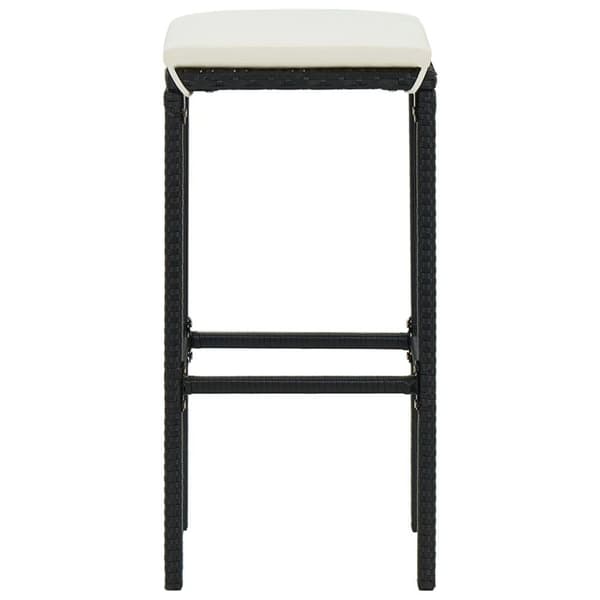 vidaXL havebarsæt 4 dele med hynder polyrattan sort