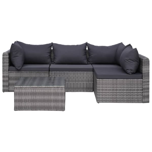 vidaXL Loungegrupp för trädgården med dynor 9 delar konstrotting grå