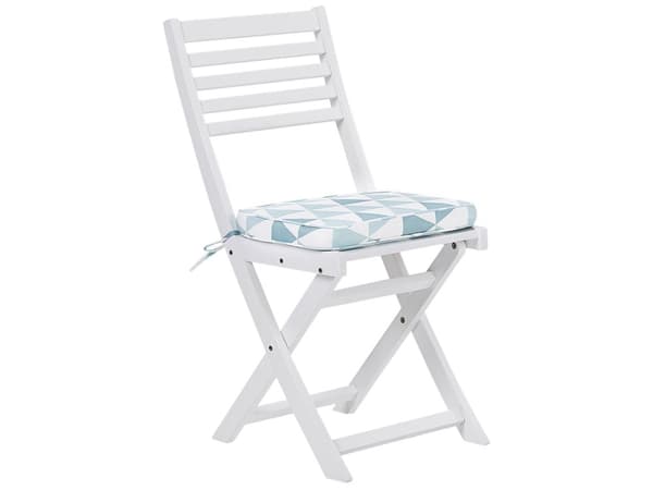 Cafesæt Hvid Akacietræ 60 x 60 x 75 cm Små Klapstole Sammenklappeligt Klapbord til Altan Terrasse Have med Hynder Fold ud Funktion Udendørs