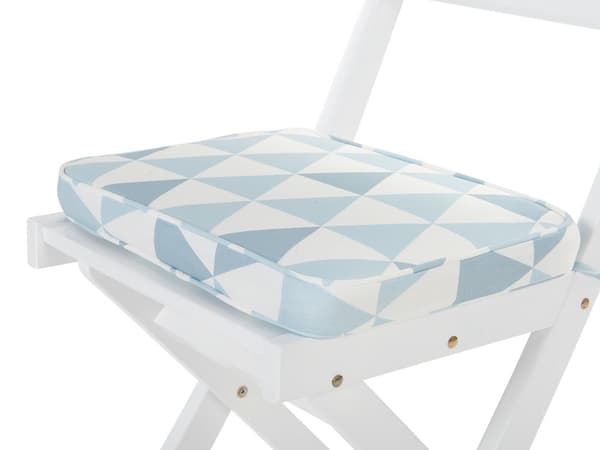 Cafesæt Hvid Akacietræ 60 x 60 x 75 cm Små Klapstole Sammenklappeligt Klapbord til Altan Terrasse Have med Hynder Fold ud Funktion Udendørs