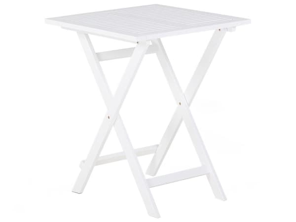 Cafesæt Hvid Akacietræ 60 x 60 x 75 cm Små Klapstole Sammenklappeligt Klapbord til Altan Terrasse Have med Hynder Fold ud Funktion Udendørs