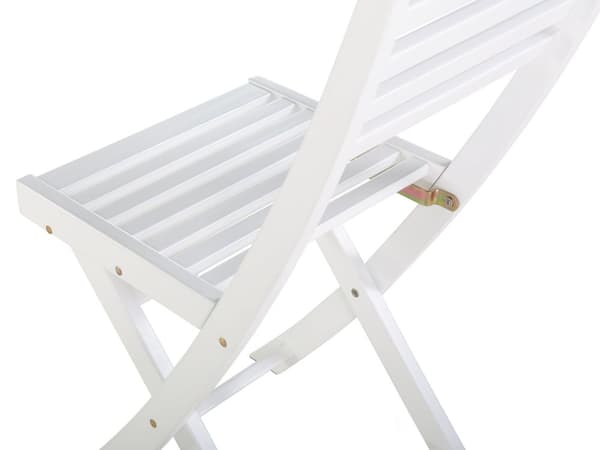 Cafesæt Hvid Akacietræ 60 x 60 x 75 cm Små Klapstole Sammenklappeligt Klapbord til Altan Terrasse Have med Hynder Fold ud Funktion Udendørs