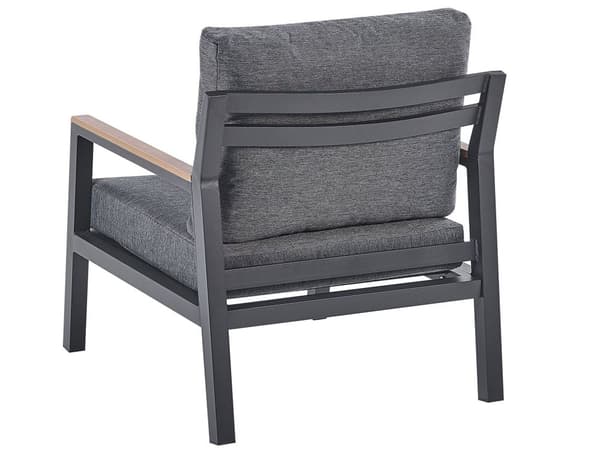 Loungesæt Sort Grå Aluminium og Stof 4 personers Dekorative Udendørs Sofa Lænestole Armlæn med Træplast Sofabord til Terrasse Haven