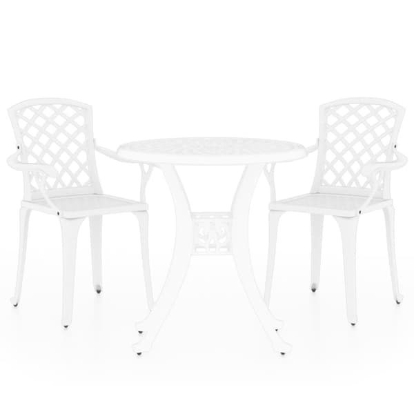 vidaXL Bistrosett 3 deler støpt aluminium hvit