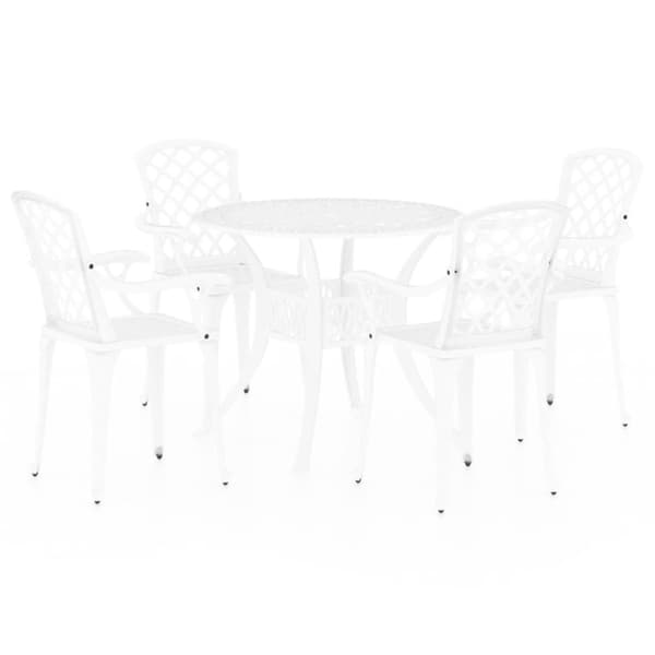 vidaXL Bistrosett 5 deler støpt aluminium hvit