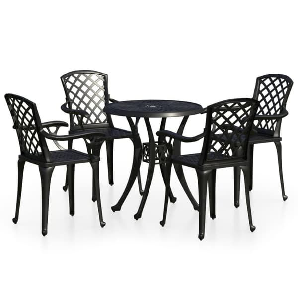 vidaXL Bistrosett 5 deler støpt aluminium svart
