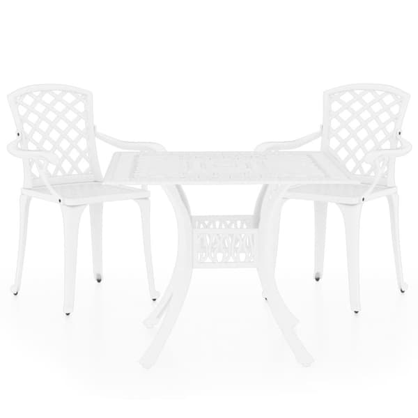 vidaXL Bistrosett 3 deler støpt aluminium hvit