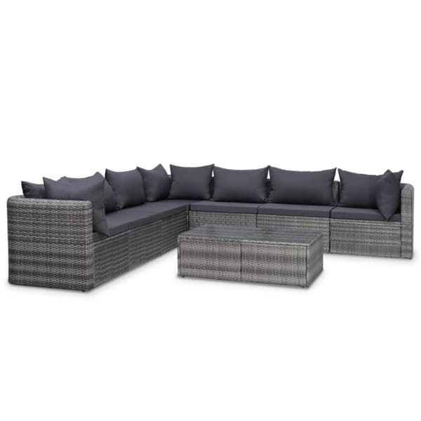 vidaXL loungesæt til haven 9 dele med hynder polyrattan grå