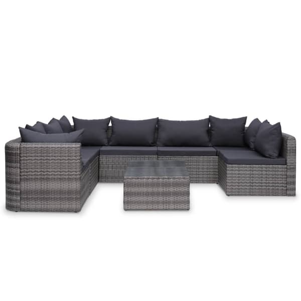 vidaXL loungesæt til haven 9 dele med hynder polyrattan grå