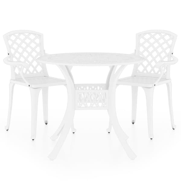 vidaXL Bistrosett 3 deler støpt aluminium hvit