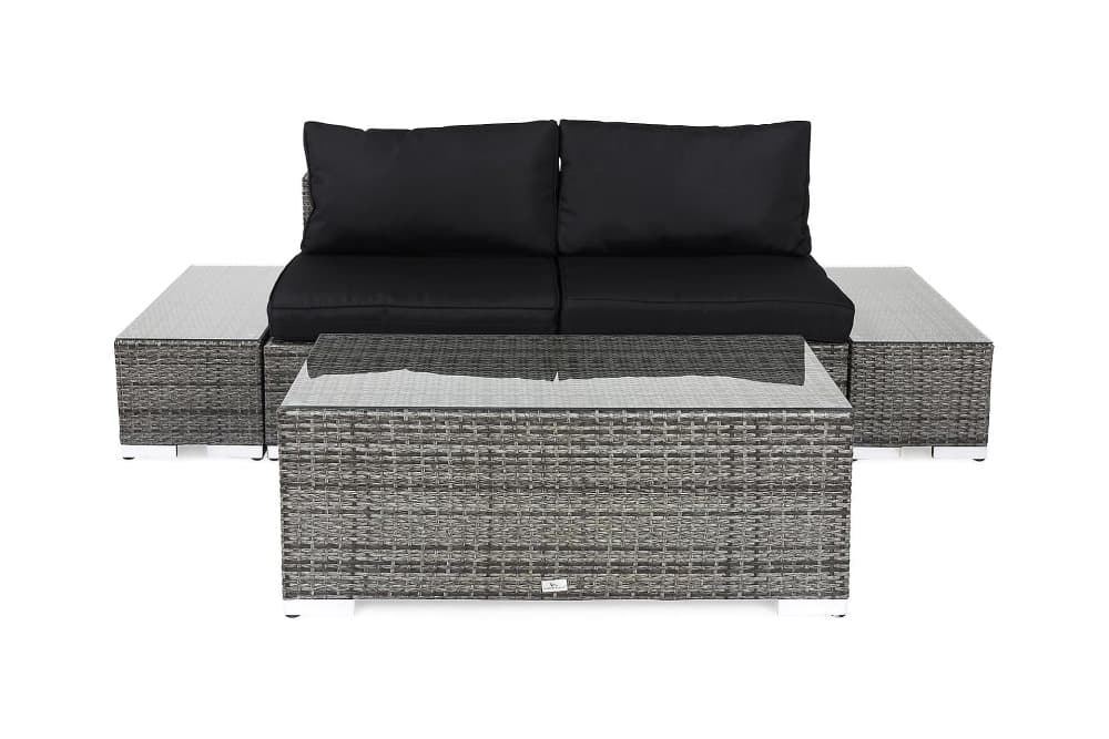 BAHAMAS Loungesoffa 2-sits + Bord Hylla + 2 Sidobord Grå