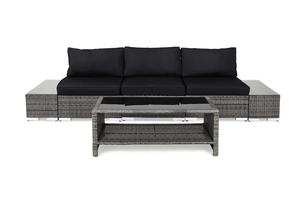 BAHAMAS Loungesoffa 3-sits + Bord Hylla + 2 Sidobord Grå