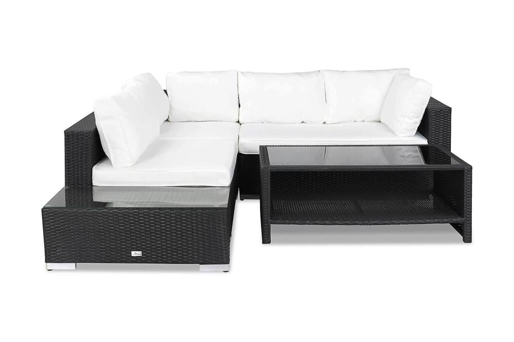 BAHAMAS Loungegrupp Small + Bord Hylla + Sidobord Svart
