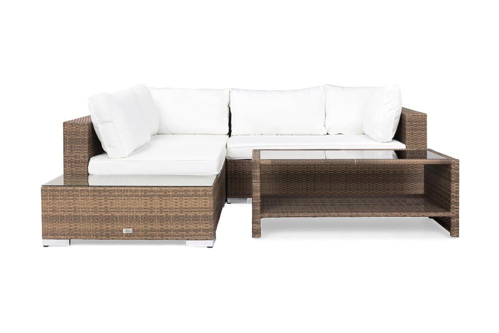 BAHAMAS Loungegrupp Small + Bord Hylla + Sidobord Sand
