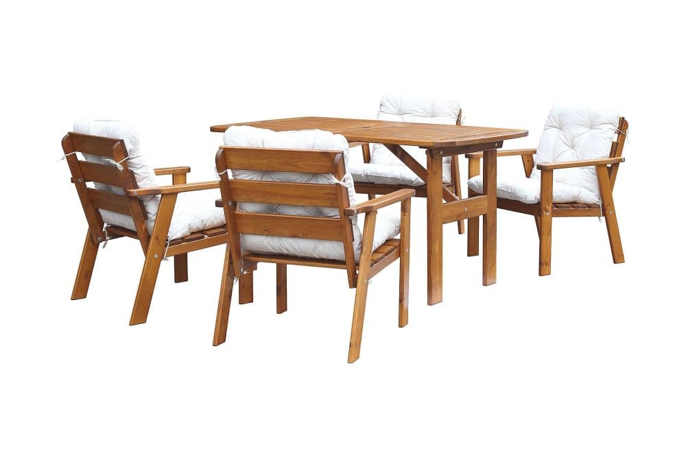 VENTA Matbord 140 cm Honung/Brun + 4 AUSTELL Stolar m Dynor