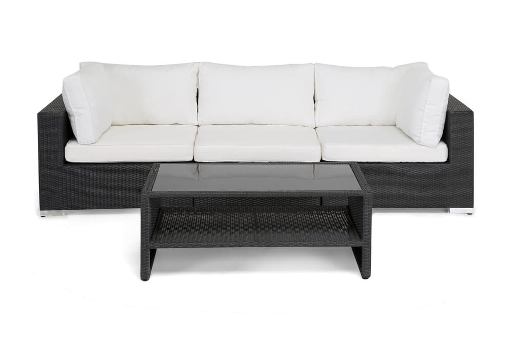 BAHAMAS Loungesoffa 3-sits + Bord Hylla Svart