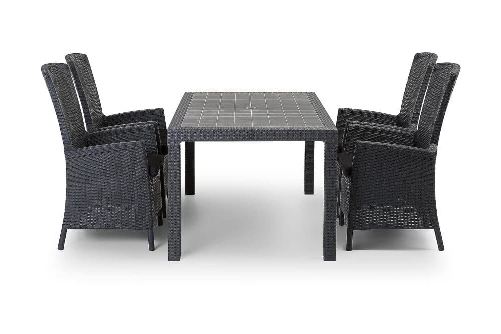MELODY Bord 160 Svart + 4 VERMONT Fåtölj Svart