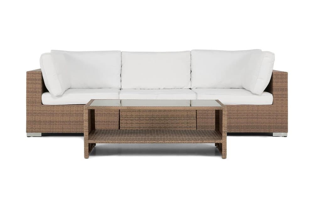 BAHAMAS Loungesoffa 3-sits + Bord Hylla Sand