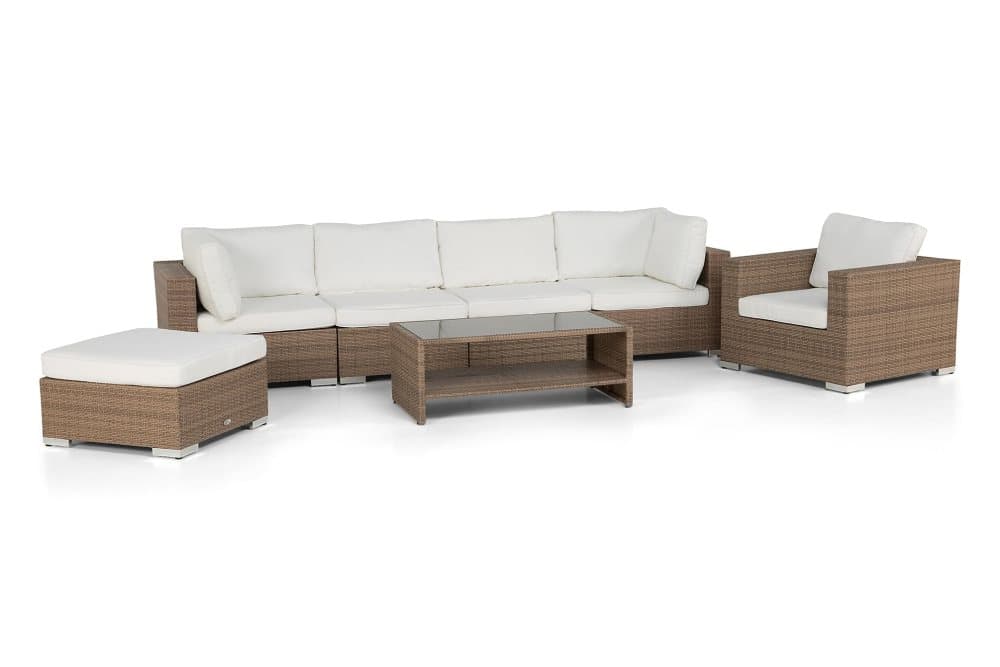 BAHAMAS Loungegrupp Medium + Bord Hylla + Fåtölj Sand