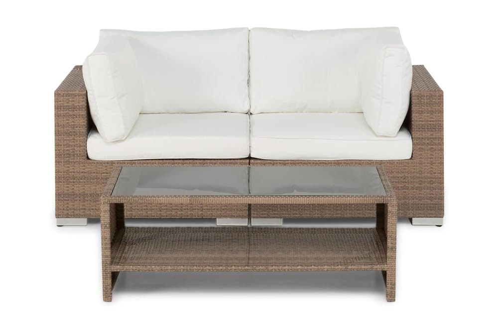 BAHAMAS Loungesoffa 2-sits + Bord Hylla Sand