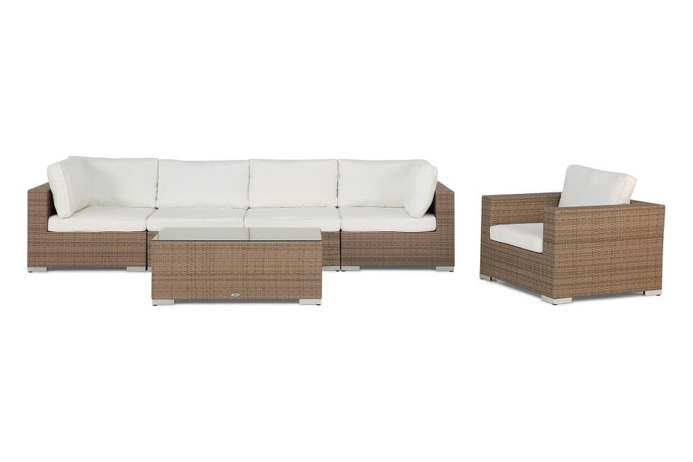 BAHAMAS Loungesoffa 4-sits + Bord + Fåtölj Sand
