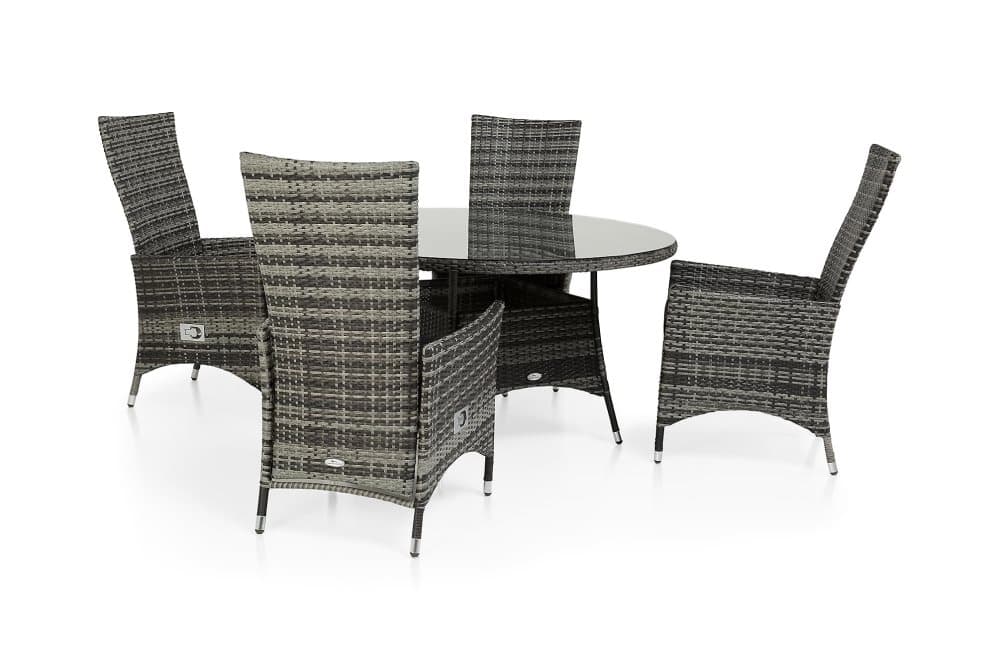 THOR Bord 140 + 4 JENNIE Fåtölj Ställbar Grå