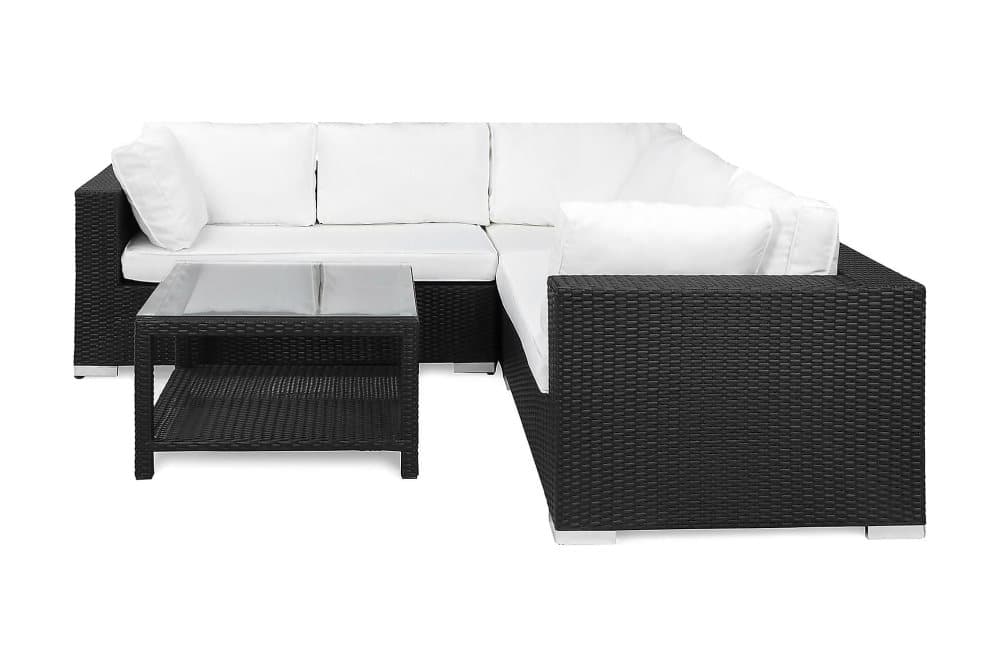BAHAMAS Loungegrupp Medium + Bord Hylla 75 Svart