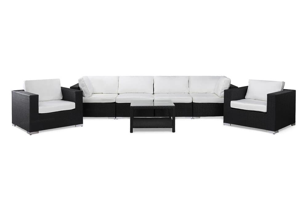 BAHAMAS Loungesoffa 4-sits + Bord 75 + 2 Fåtöljer Svart