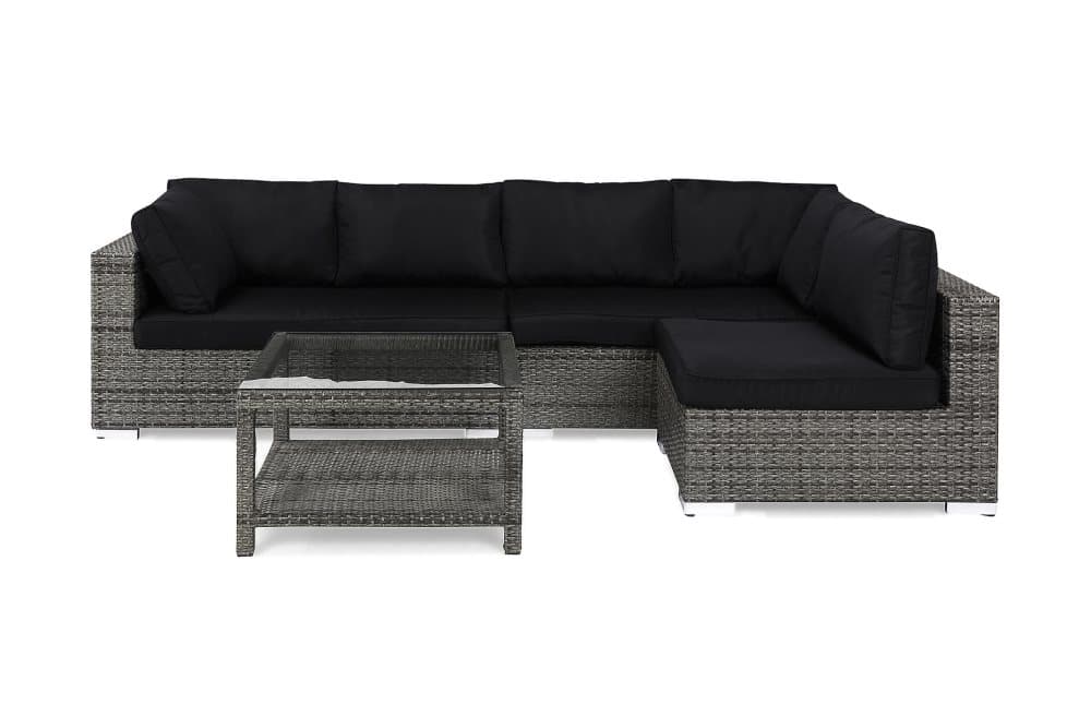 BAHAMAS Loungegrupp Medium + Bord 75 Grå