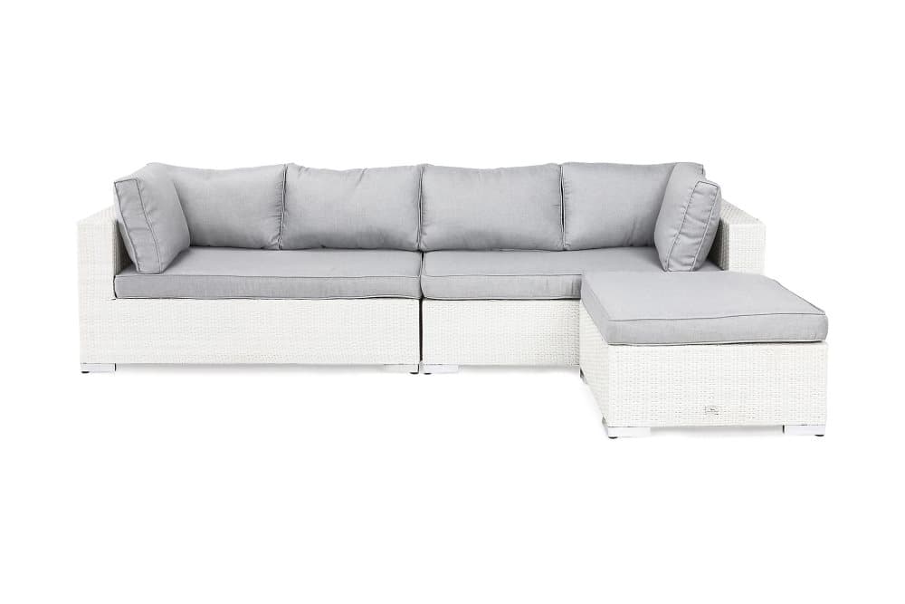 BAHAMAS Loungegrupp Medium + Bord Hylla + Divan Vit