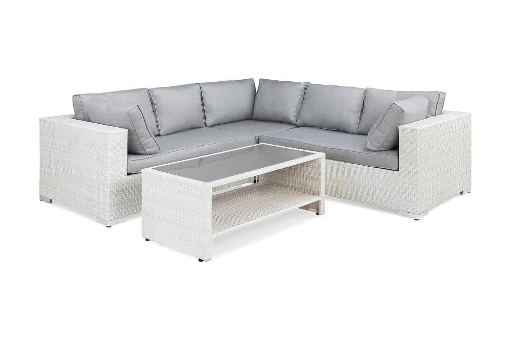 BAHAMAS Loungegrupp Medium + Bord Hylla Vit